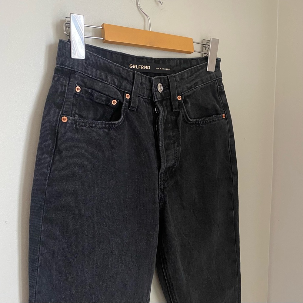 GRLFRND Women's Black Karolina Cropped High-rise Straight-leg Jeans Size 23 - Picture 4 of 15